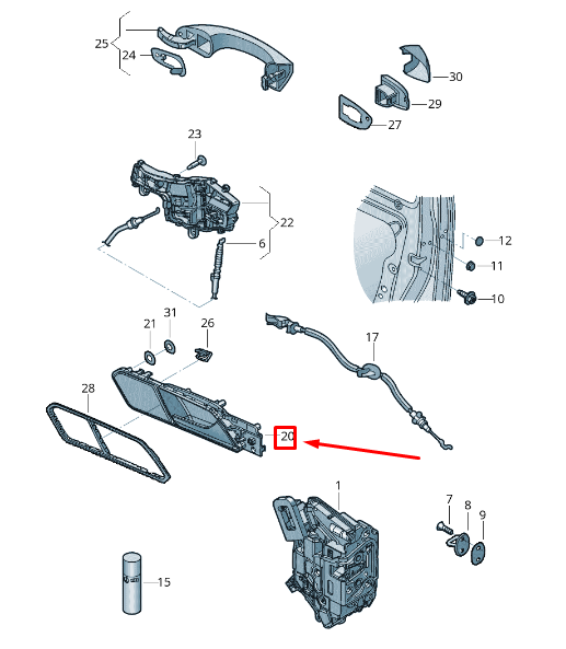 new vw tiguan ad1 rear left internal opening handle 5na839113cubn original