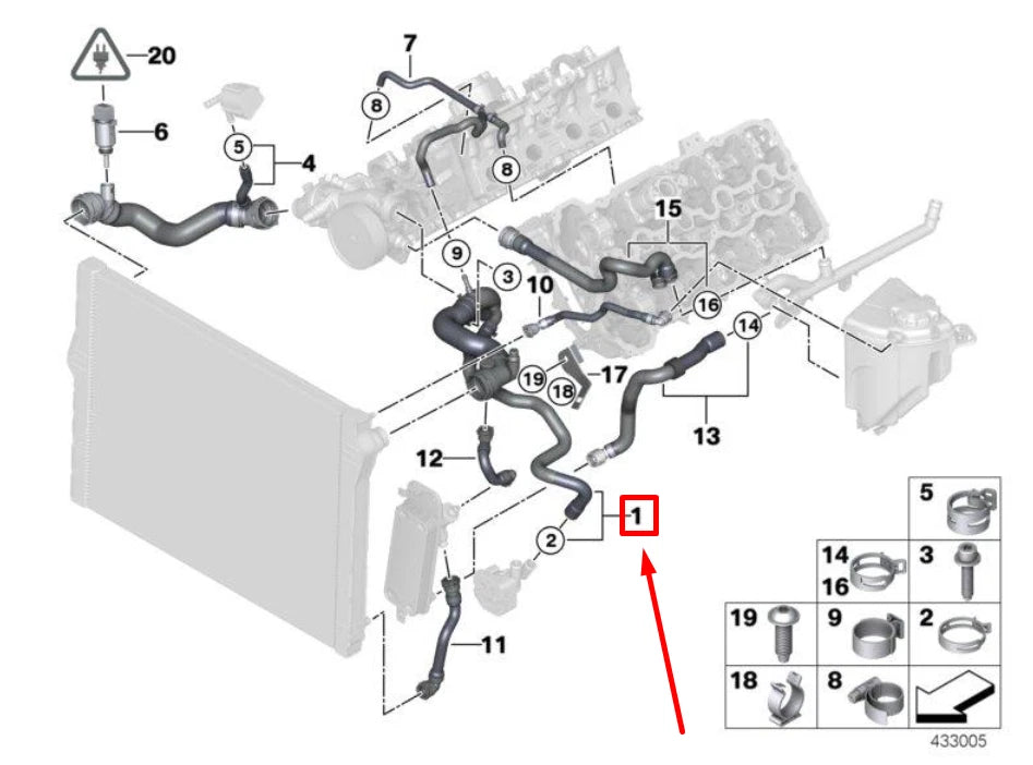 NEW BMW 7 F01, F02 RADIATOR COOLING HOSE 17127600131 7600131 ORIGINAL