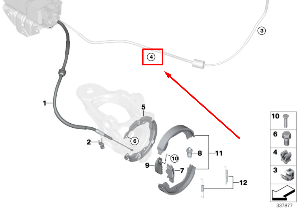 new bmw x5 f15, f85 parking brake cable holder 34436772026 6772026 original