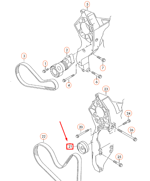 NEW AUDI A3 8P DRIVE BELT IDLER PULLEY 022145276F ORIGINAL