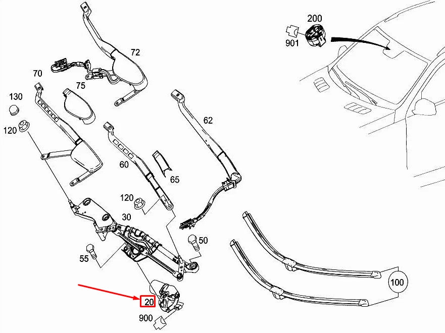 NEW MERCEDES-BENZ ML W166 FRONT WINDSHIELD WIPER MOTOR A1668200642