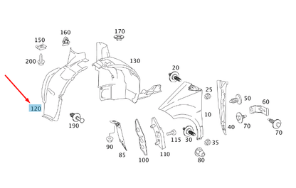 new mb a w169 front right wheel housing liner front part a1696903430 original
