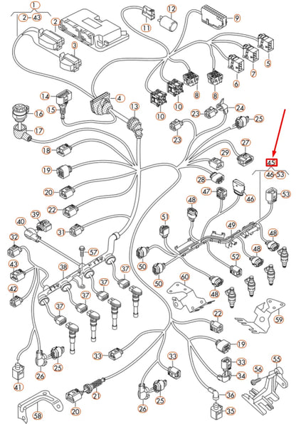 NEW AUDI A4 B8 FUEL INJECTOR CABLE HARNESS 06H971627B ORIGINAL