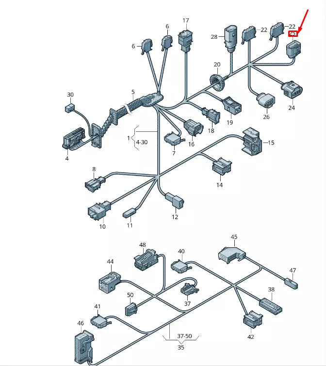 NEW VW TOUAREG 7P MK2 FRONT DOOR WIRING FLAT CONTACT HOUSING 4H0973715 ORIGINAL