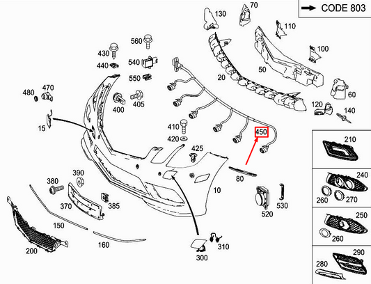 new mercedes-benz e coupe c207 front parking aid wiring a2075408001 original