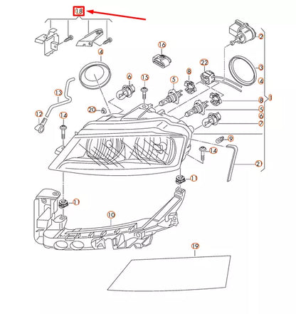 NEW AUDI A3 8P RIGHT HEADLIGHT TAB REPAIR KIT BRACKETS 8P0998122A