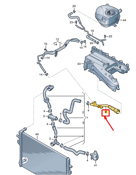 new vw golf cd mk8 engine coolant pipe 05l121050b original