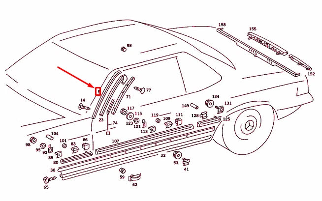 NEW MERCEDES-BENZ SL R107 WINDSCREEN LEFT DRIP MOULDING A1076980901 ORIGINAL