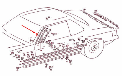 NEW MERCEDES-BENZ SL R107 WINDSCREEN LEFT DRIP MOULDING A1076980901 ORIGINAL