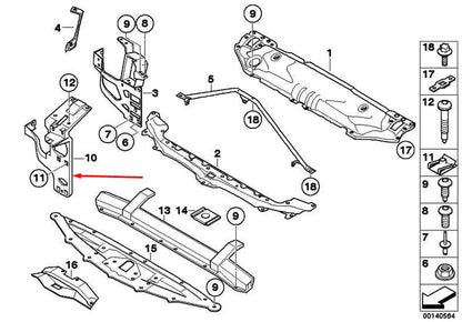 NEW BMW 6 E63 FRONT RADIATOR RIGHT BRACKET 51647008848 7008848 2007 ORIGINAL