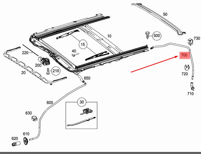 NEW MERCEDES-BENZ CLS C257 ROOF WATER DRAIN LINE HOSE A2186390294 2017 ORIGINAL