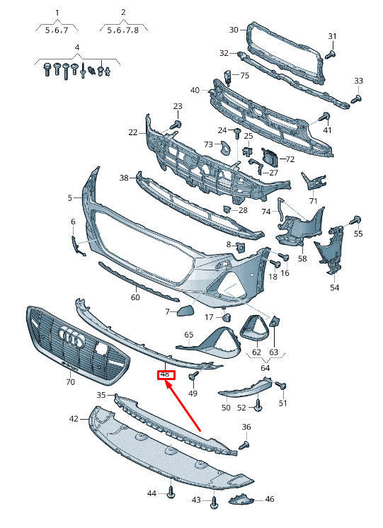 new audi e-tron gen front bumper protection pad 4ke807733ay9b original