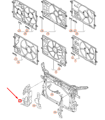 NEW AUDI A3 8V RADIATOR SUPPORT RIGHT AIR GUIDE 8V0121284A ORIGINAL