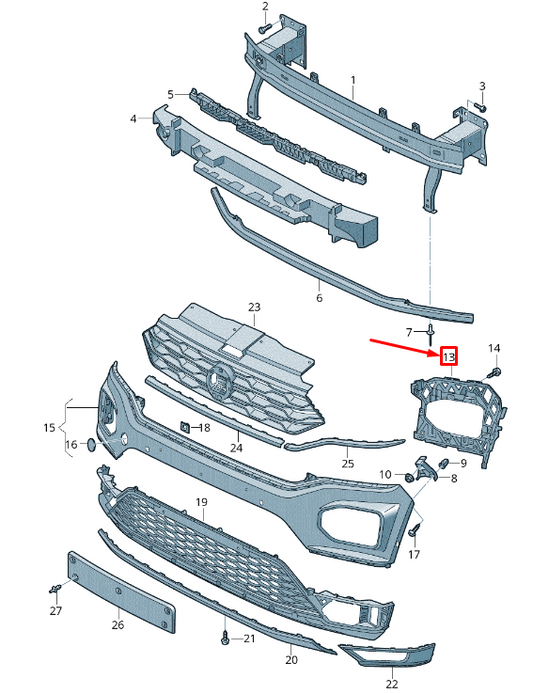 new volkswagen t-roc a11 front right bumper bracket 2ga807724b original