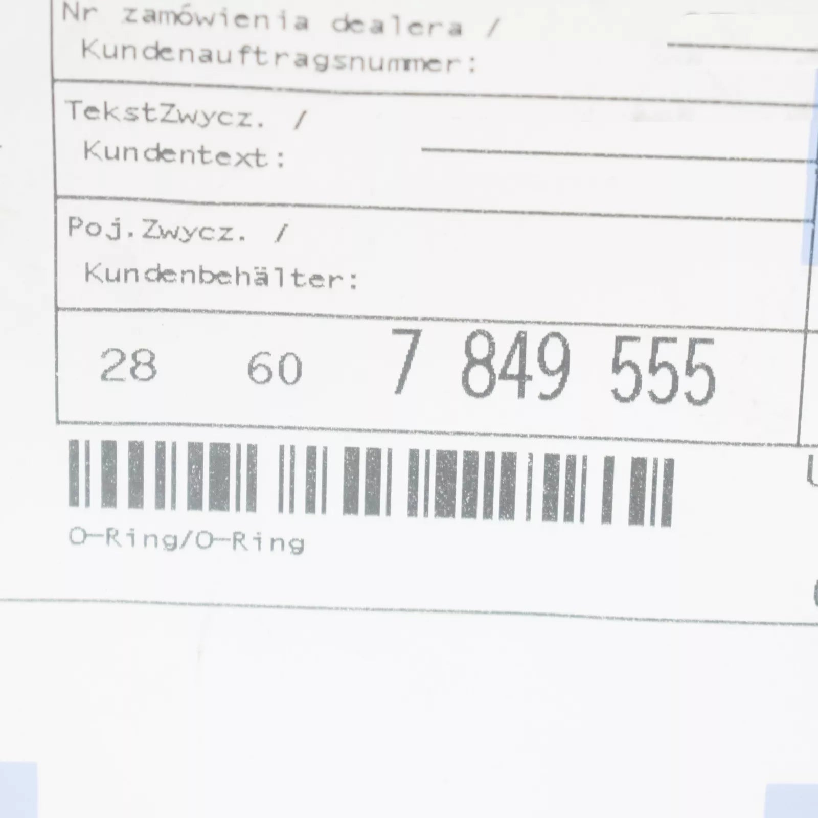 NEW BMW 3 E90 MECHATRONICH O-RING 28607849555 7849555 ORIGINAL