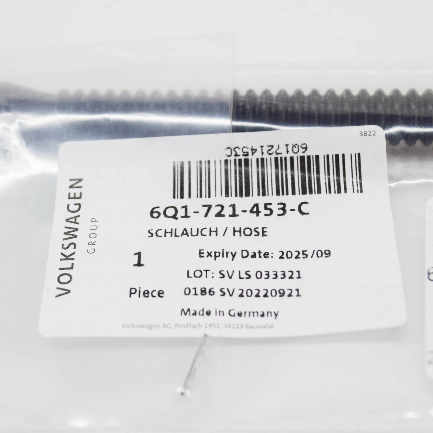 NEW AUDI A6 C7 MK1 CLUTCH MASTER CYLINDER RETURN HOSE 6Q1721453C ORIGINAL