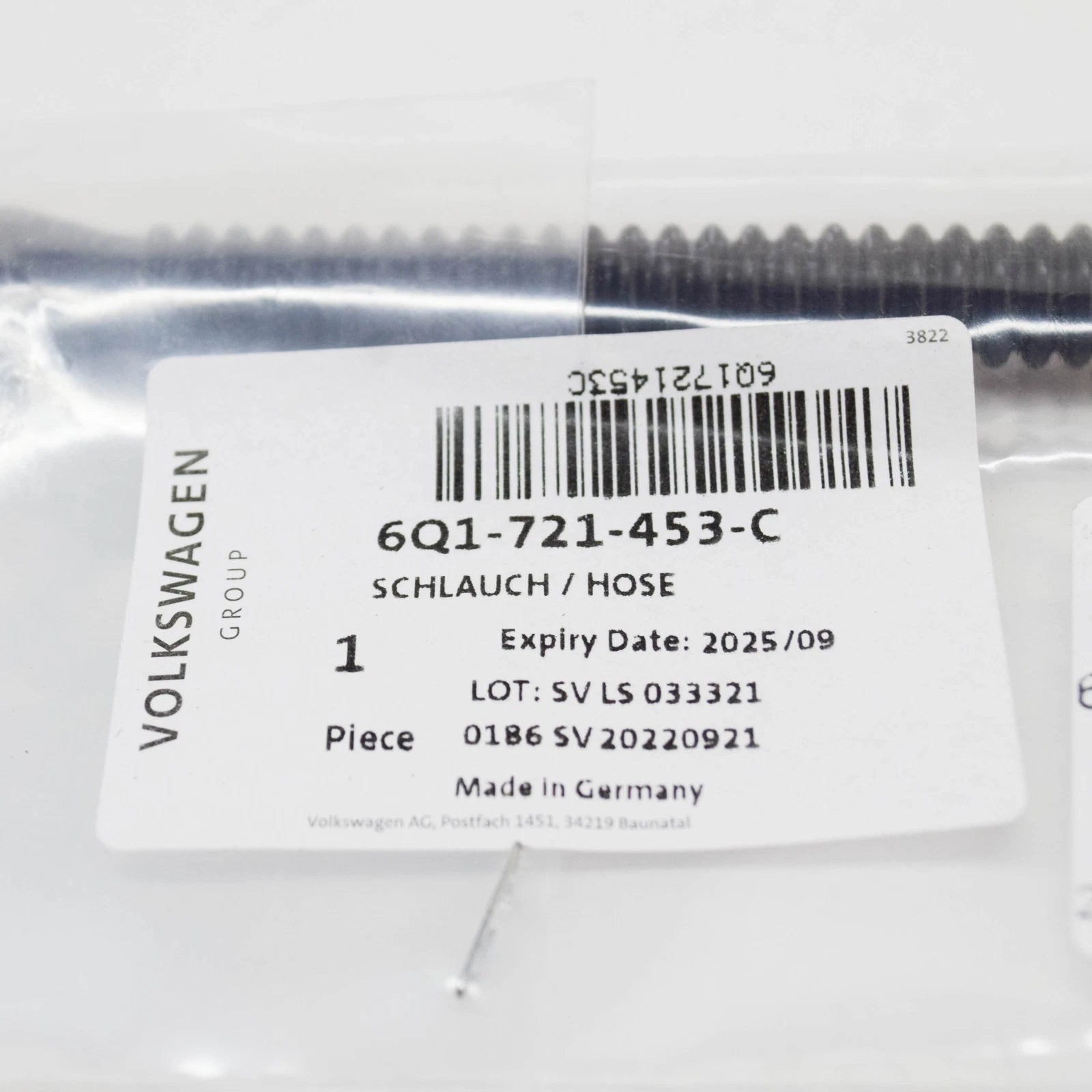 NEW AUDI A6 C7 MK1 CLUTCH MASTER CYLINDER RETURN HOSE 6Q1721453C ORIGINAL