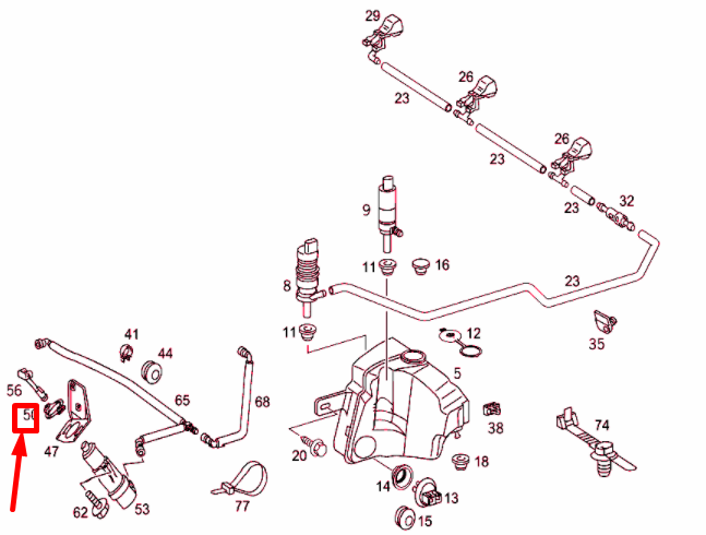 NEW MERCEDES-BENZ ML W163 HEADLAMP WIPER WASHER BRACKET A1638600914 ORIGINAL