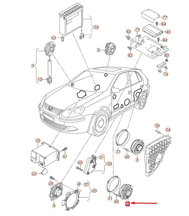 NEW VOLKSWAGEN GOLF MK5 FRONT DOOR BASS LOUDSPEAKER 1K0035454K