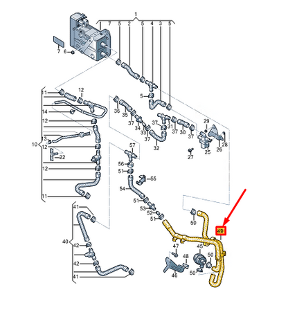 new vw e-golf mk7 hvac heater coolant hose 5qe819337an original
