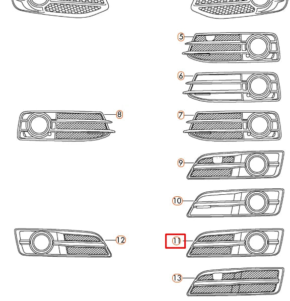 NEW AUDI A3 S3 8P FRONT LEFT FOG LIGHT GRILLE 8P0807681AET94