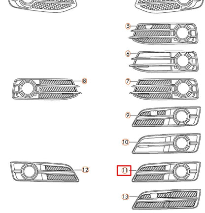 NEW AUDI A3 S3 8P FRONT LEFT FOG LIGHT GRILLE 8P0807681AET94