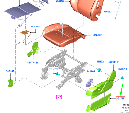 new ford grand c-max mk2 front seat left track cover 1824138 original