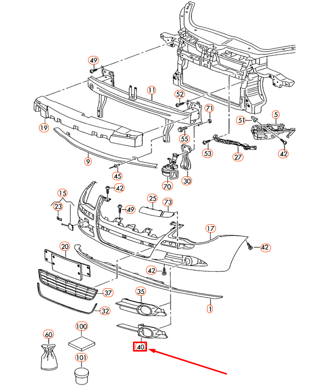 NEW VOLKSWAGEN EOS FRONT BUMPER RIGHT FOG LIGHT COVER TRIM 1Q0853778AGRU