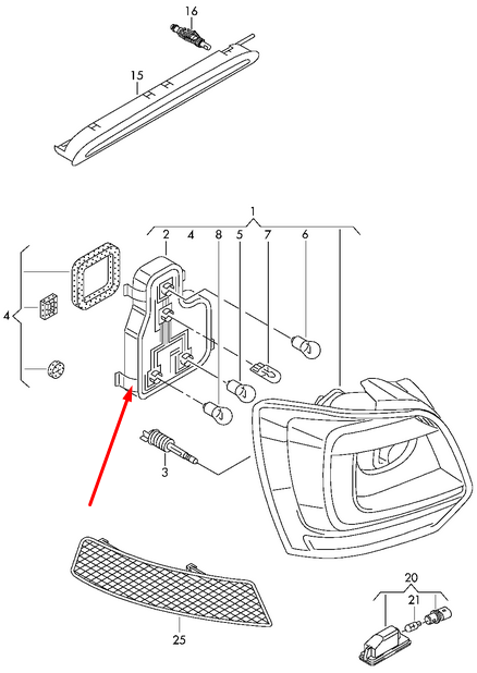 NEW VOLKSWAGEN POLO 6R REAR RIGHT TAILLIGHT BULB HOLDER RHD 6R0945258B ORIGINAL