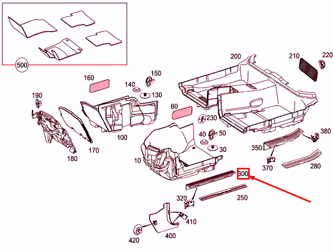 NEW MB C W204 FRONT RIGHT INSIDE ENTRANCE RAIL A20468600369051 ORIGINAL