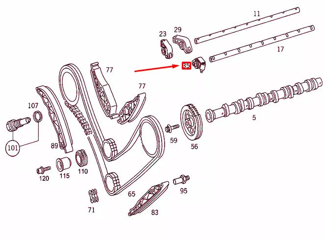 NEW MERCEDES-BENZ S W220 AMG EXHAUST VALVER ROCKER ARM A1130501034 ORIGINAL