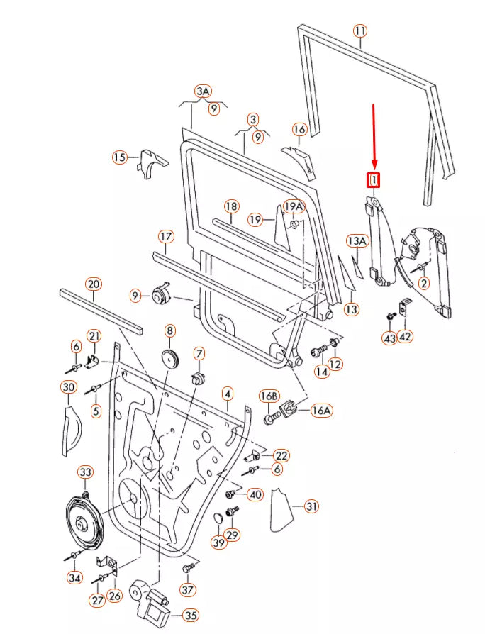 NEW VW TOUAREG 7L MK1 REAR RIGHT DOOR WINDOW REGULATOR 7L0839462D ORIGINAL