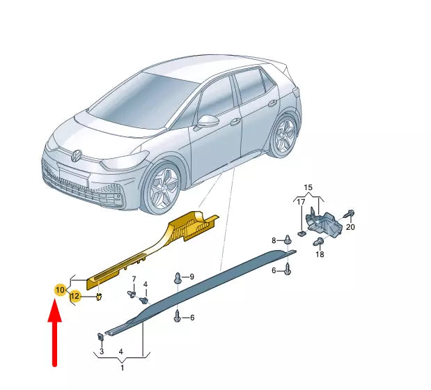 NEW VOLKSWAGEN ID.3 E11 LEFT SILL TRIM STRIP 10A853371B4PK ORIGINAL