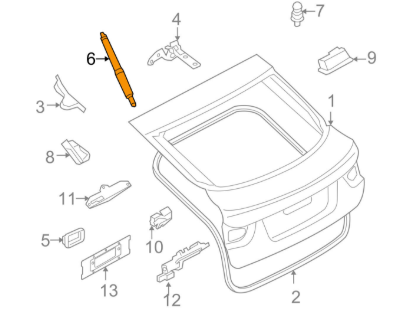 new bmw x6 e71 rear lid right gas-filled strut 51247201940 original
