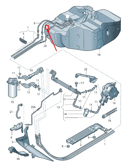 NEW AUDI A3 SPORTBACK 8P FUEL RETURN LINE 1K0201294C ORIGINAL