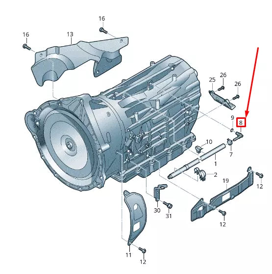NEW VW TOUAREG 7P MK2 GEAR HOUSING ANGLED CONNECTOR 0C8301381