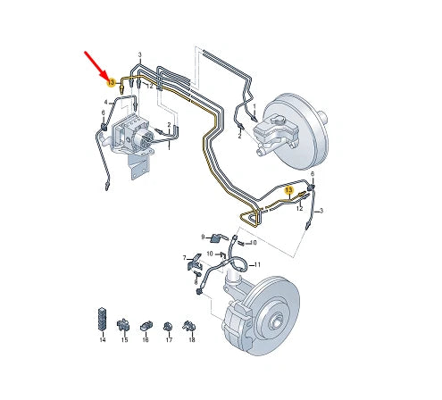 NEW VOLKSWAGEN GOLF MK8 CD1 RIGHT BRAKE LINE LHD 5WB614726A ORIGINAL