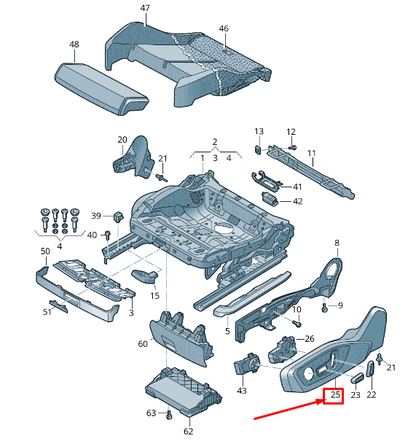 NEW AUDI Q3 F3 FRONT RIGHT SEAT FRAME TRIM 4K0881326B4PK ORIGINAL
