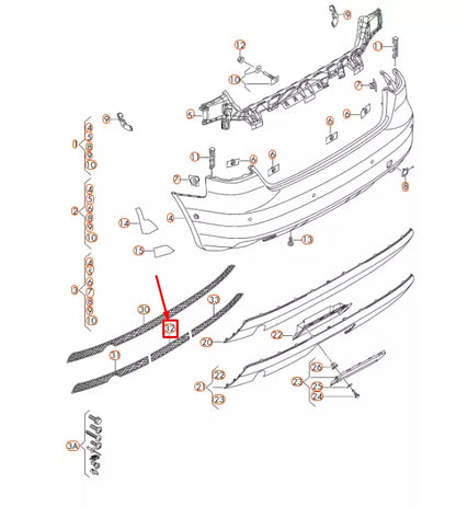 NEW AUDI A3 8V S-LINE REAR BUMPER CENTER TRIM 8V3807833 ORIGINAL
