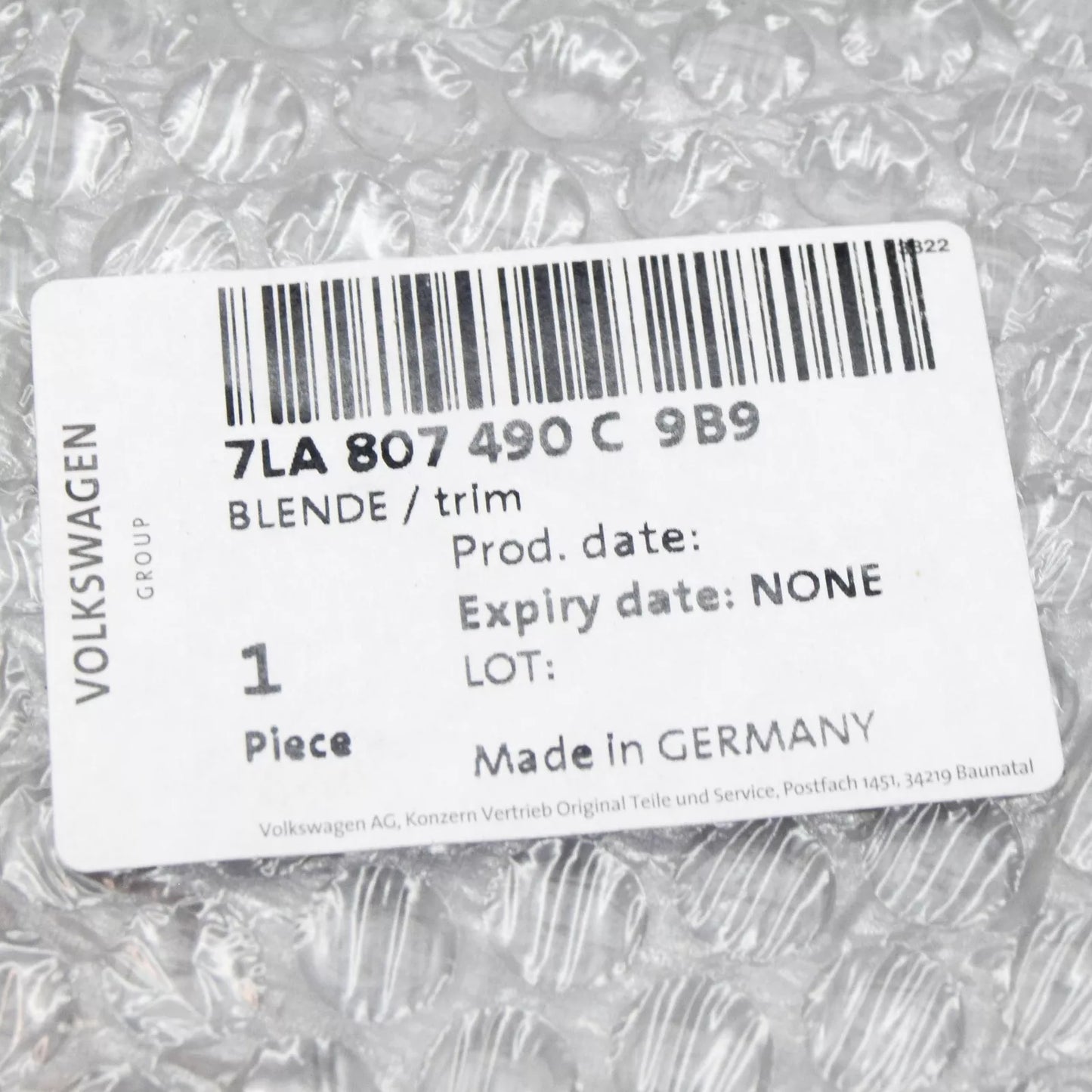 NEW VW TRANSPORTER T6 SGA FRONT RIGHT BUMPER GRILLE TRIM 7LA807490C9B9 ORIGINAL