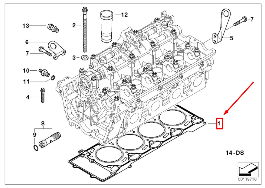 NEW BMW 5 E60 CYLINDER HEAD GASKET 11127513945 7513945 ORIGINAL