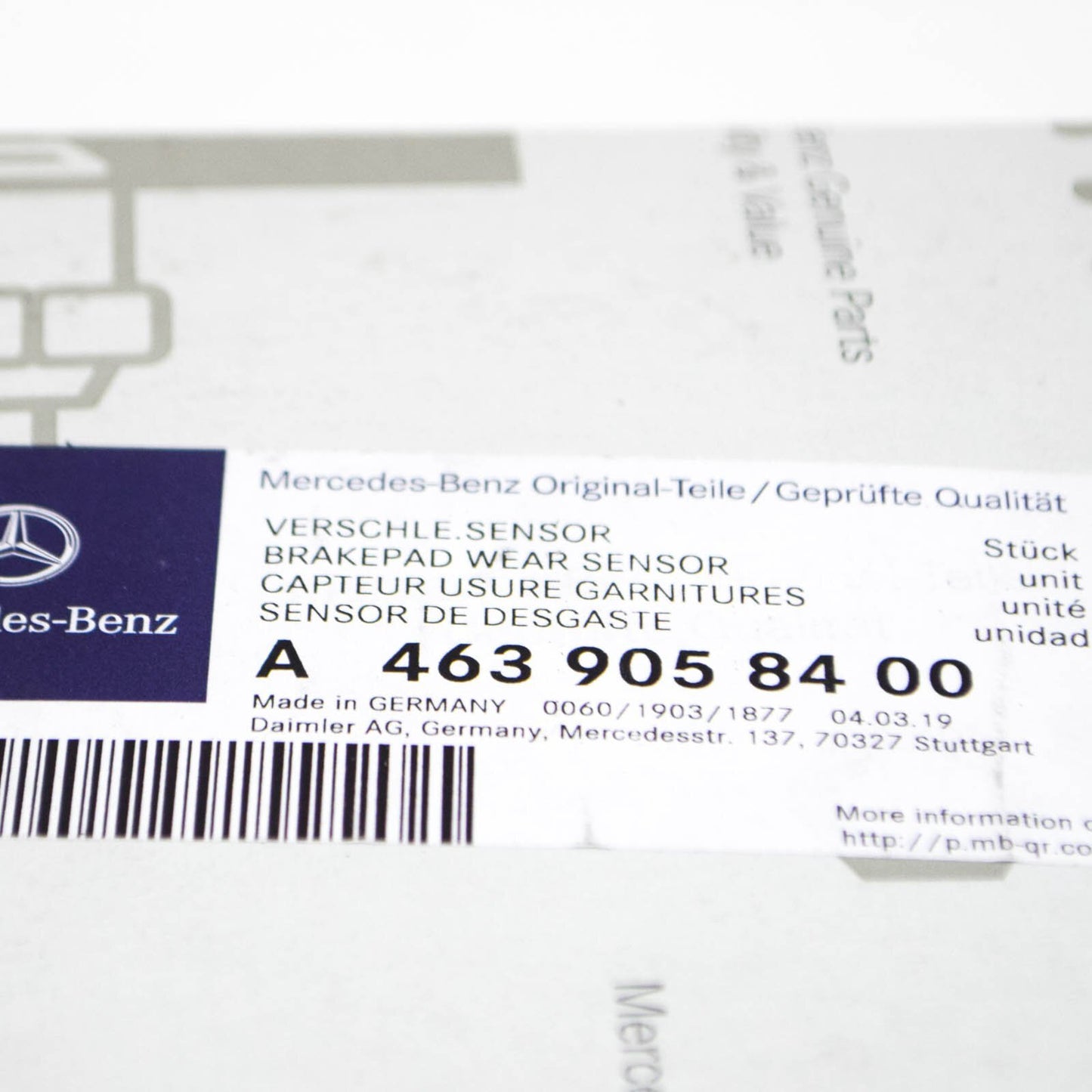 NEW MERCEDES-BENZ G W463 REAR WHEEL BRAKE WEAR SENSOR A4639058400 ORIGINAL