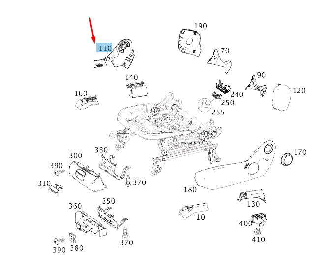 NEW MB GLA X156 FRONT LEFT SEAT INNER ADJUSTMENT FACING A24691049019H68 ORIGINAL