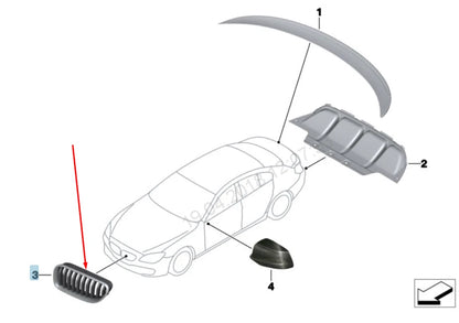 NEW BMW 6 F12 RADIATOR RIGHT GRILLE M PERFORMANCE 51712287954 2016 ORIGINAL