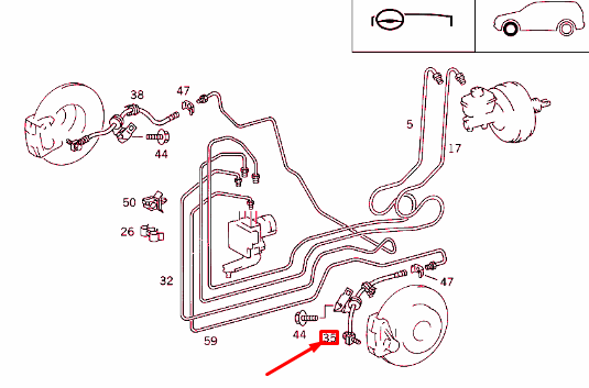 new mb ml w163 front left brake hose a1634202048 original