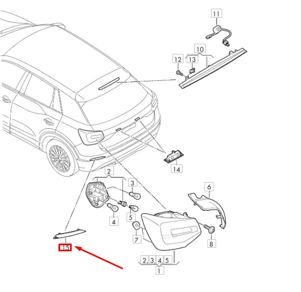 NEW AUDI Q2 REAR LEFT BUMPER LIGHT REFLECTOR 81A945105 ORIGINAL