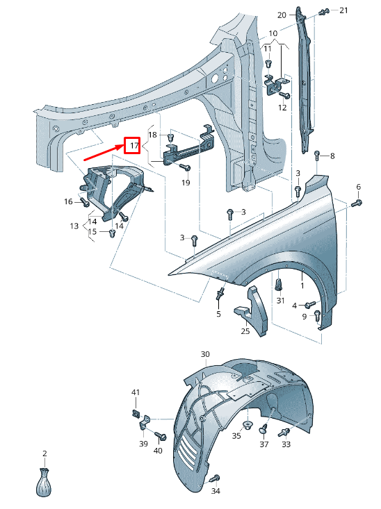 NEW VW TOUAREG CR LEFT FENDER BRACKET 760821431A ORIGINAL