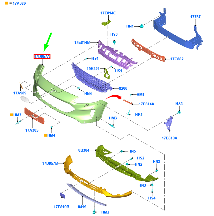 new ford kuga mk3 front bumper 2456432 lv4b-17d957-mapraa original