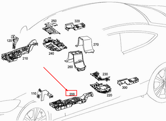 new mercedes-benz c coupe c205 front left cable duct a2058213400 original