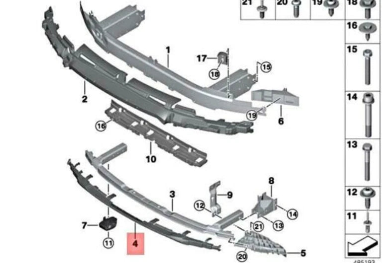 NEW BMW 5 G30 M FRONT LOWER BUMPER IMPACT ABSORBER 51118067656 ORIGINAL